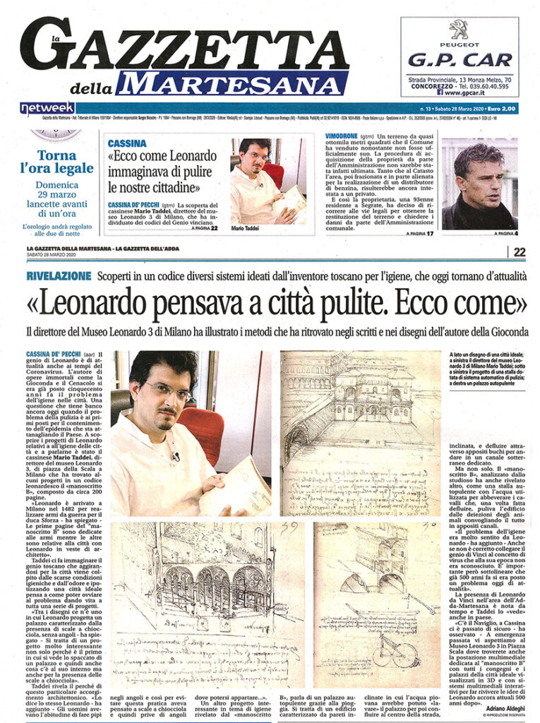 Mario Taddei -  Press Reviews 2020 04 28 Gazzetta Martesana Leonardo da Vinci città Pulite -